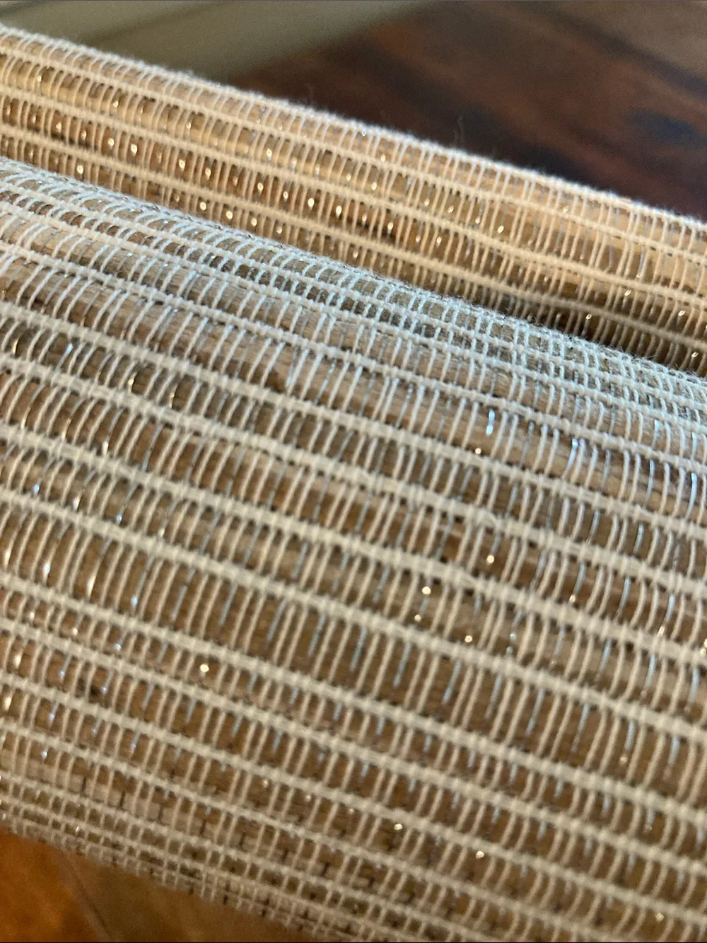 Neutral Woven Table Runner - Cream grey tan Dining Accent